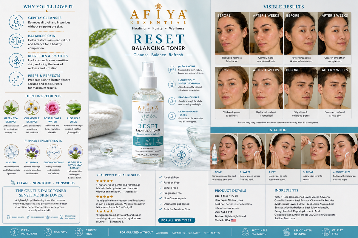 AFIYA ESSENTIALS "RESET" — Gentle Balancing Toner