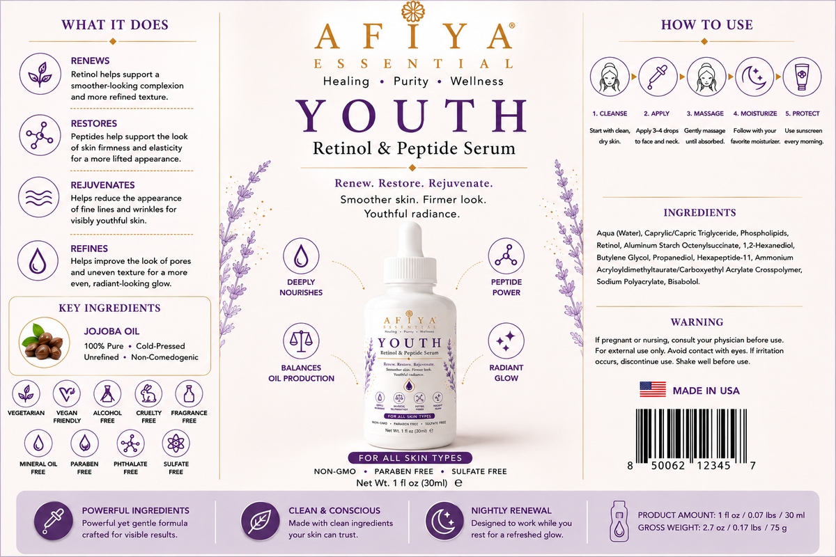 AFIYA ESSENTIALS "YOUTH" — Retinol & Peptide Face Serum