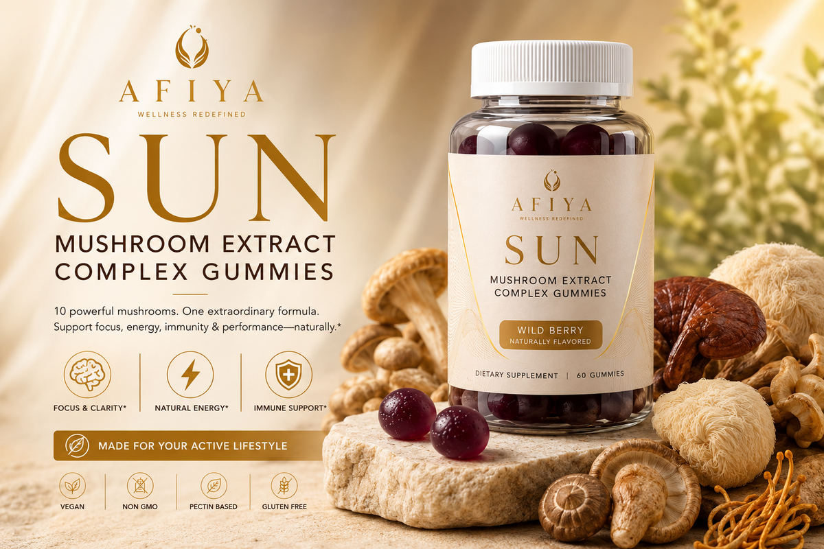 AFIYA ESSENTIALS "SUN" — Mushroom Extract Complex Gummies