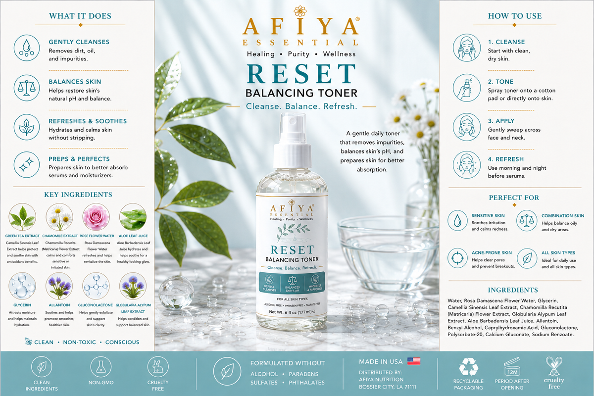 AFIYA ESSENTIALS "RESET" — Gentle Balancing Toner