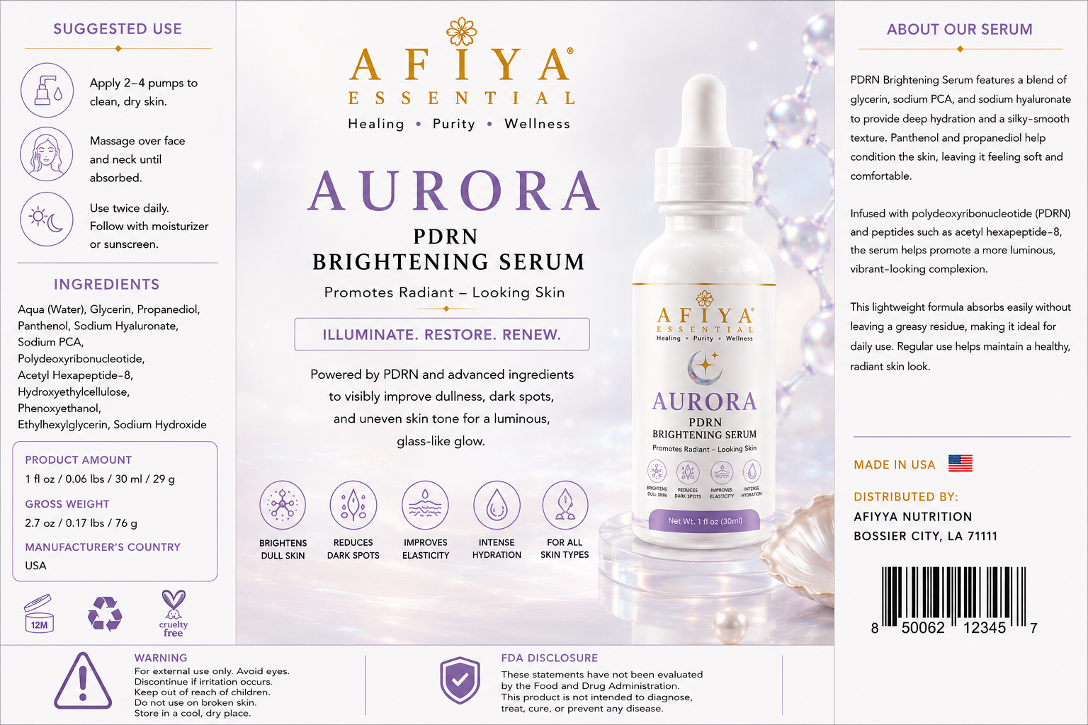 AFIYA ESSENTIALS "AURORA" — PDRN Regenerating Serum