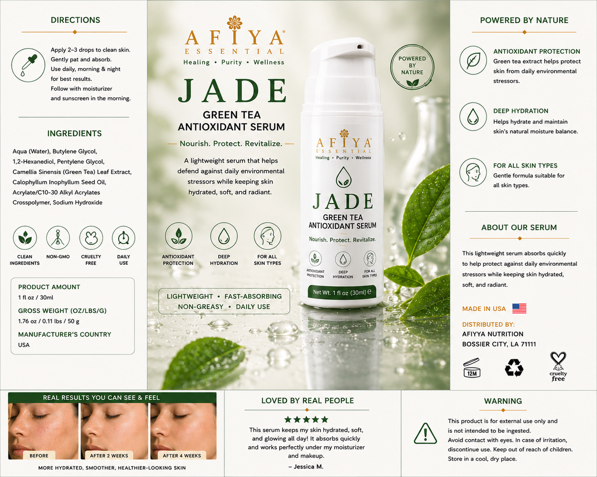 AFIYA ESSENTIALS "JADE" — Green Tea Antioxidant Serum